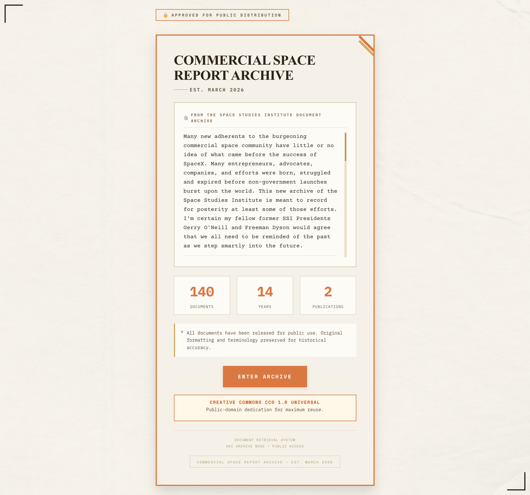 Commercial Space Report Archive splash screen
